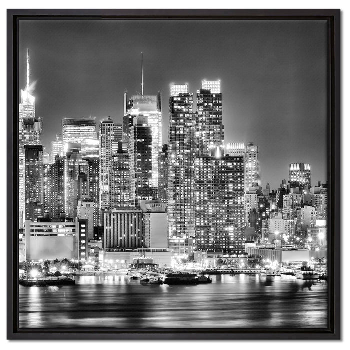 New York City Skyline auf Leinwandbild Quadratisch gerahmt Größe 60x60