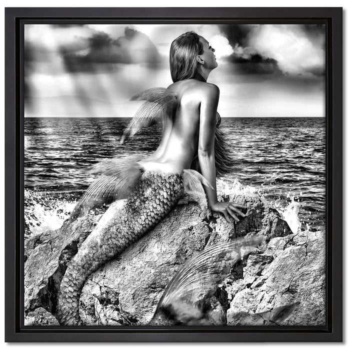 Traumhafte Meerjungfrau auf Leinwandbild Quadratisch gerahmt Größe 40x40