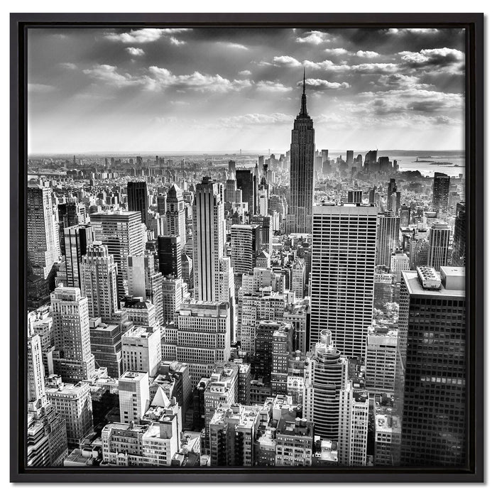 New York bei Tag auf Leinwandbild Quadratisch gerahmt Größe 60x60