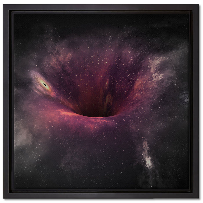 Schwarzes Loch im Weltall auf Leinwandbild Quadratisch gerahmt Größe 40x40