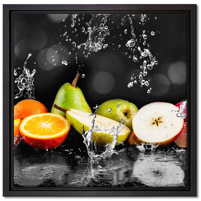 Früchte im Wasser auf Leinwandbild Quadratisch gerahmt Größe 40x40