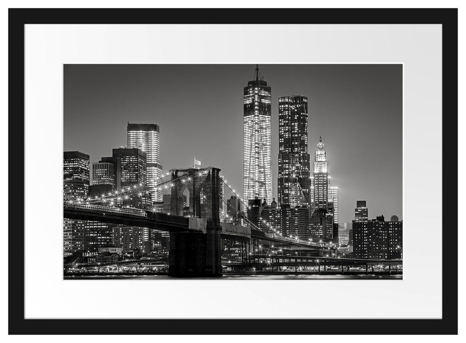 New York City Skyline bei Nacht Passepartout 55x40