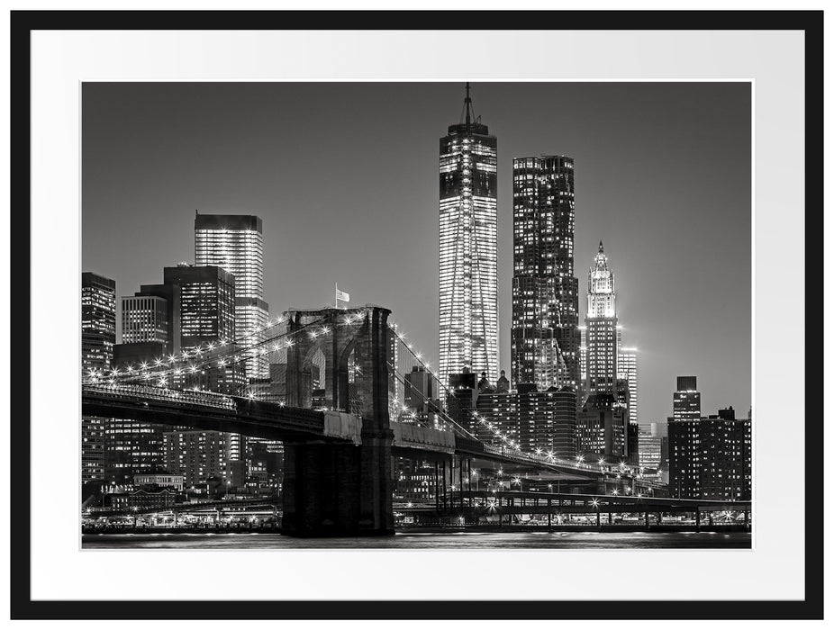 New York City Skyline bei Nacht Passepartout 80x60