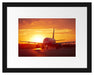 Flugzeug im Sonnenuntergang Passepartout 38x30