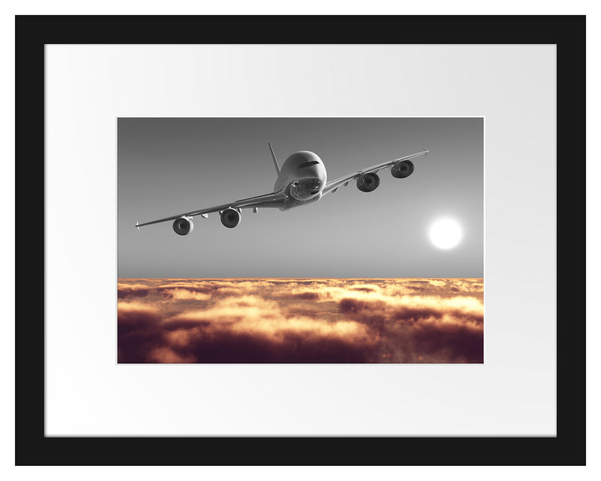 Flugzeug über Wolkenmeer Passepartout 38x30