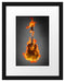 Brennende Gitarre Heiße Flammen Passepartout 38x30