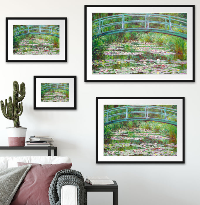 Claude Monet - japanische Brücke über den Seerosenteich I Passepartout Wohnzimmer Rechteckig