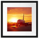 Flugzeug im Sonnenuntergang Passepartout Quadratisch 40x40