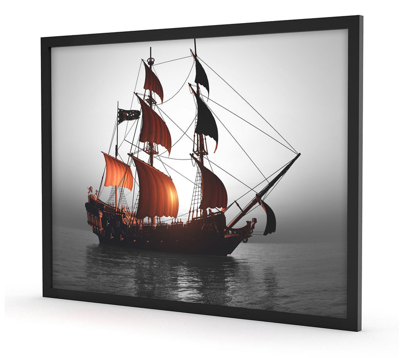 Gewaltiges Segelschiff, Poster mit Bilderrahmen
