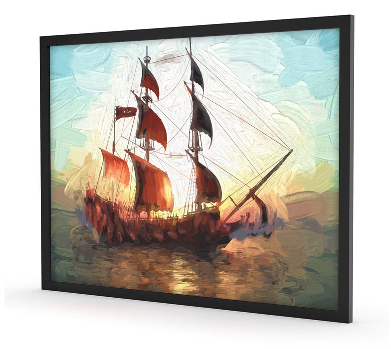 Segelschiff, Poster mit Bilderrahmen
