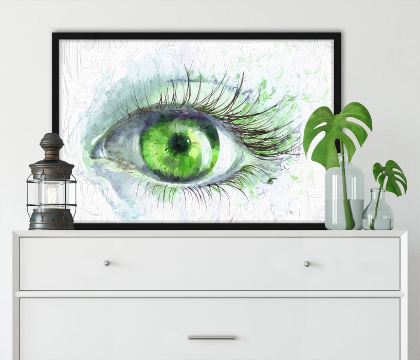 Grünes Auge, Poster mit Bilderrahmen