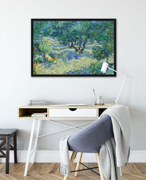 Vincent Van Gogh - Oliven-Feld , Poster mit Bilderrahmen