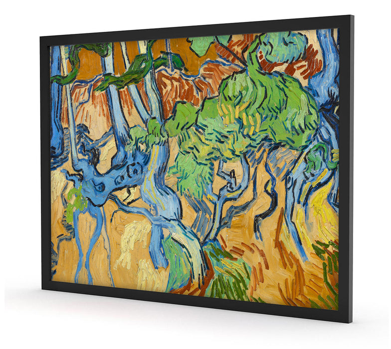 Vincent Van Gogh - Baumwurzeln , Poster mit Bilderrahmen