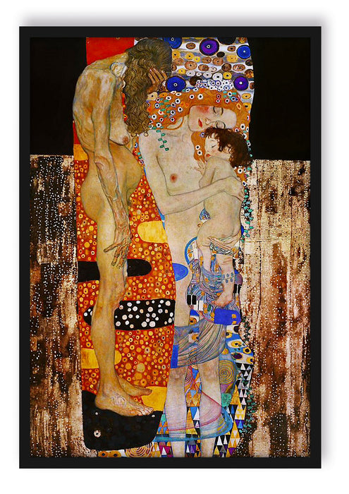 Gustav Klimt - Die drei Lebensalter einer Frau , Poster mit Bilderrahmen