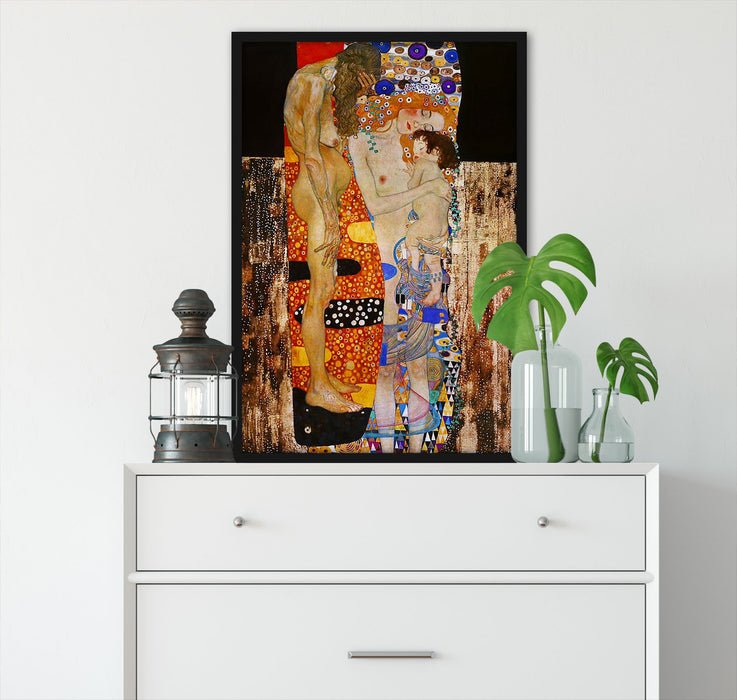 Gustav Klimt - Die drei Lebensalter einer Frau , Poster mit Bilderrahmen