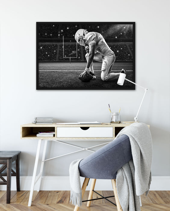 Football-Spieler, Poster mit Bilderrahmen