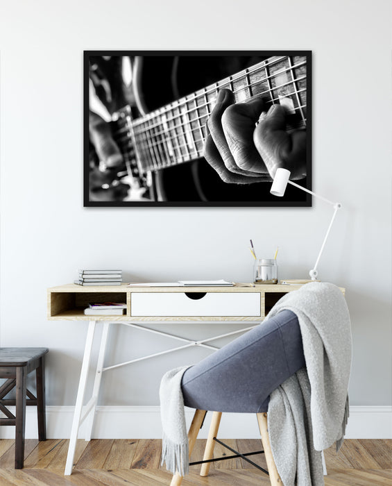 Gitarre spielen, Poster mit Bilderrahmen