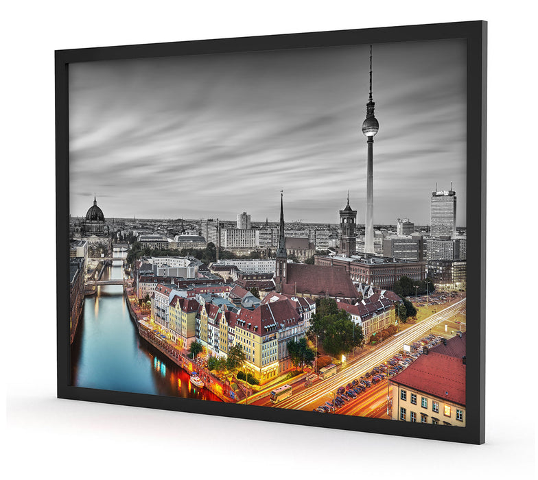 Berlin City Panorama, Poster mit Bilderrahmen