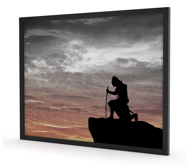 Samurai auf der Spitze des Berges, Poster mit Bilderrahmen