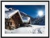 Verschneite Alpenhütte Passepartout 80x60