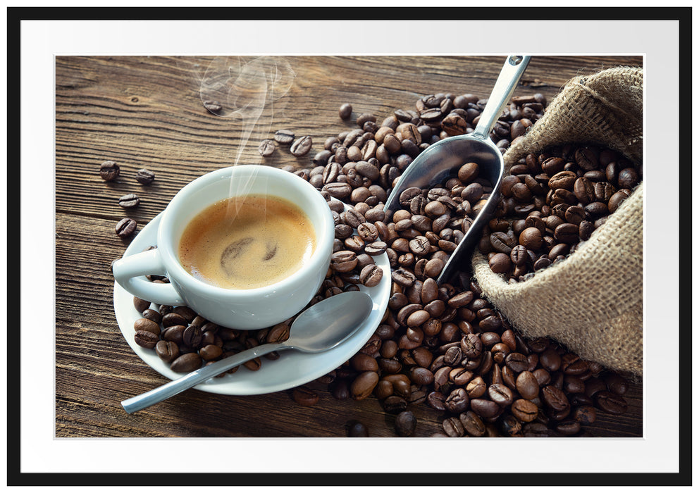 Espressotasse mit Kaffeebohnen Passepartout Rechteckig 100