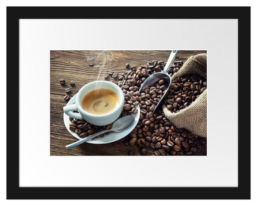 Espressotasse mit Kaffeebohnen Passepartout Rechteckig 30
