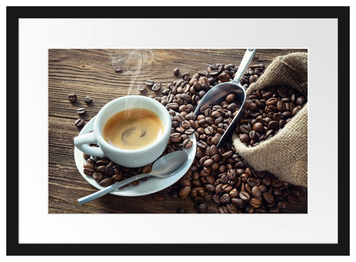 Espressotasse mit Kaffeebohnen Passepartout Rechteckig 40
