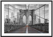 Leere Brooklyn Bridge in New York City B&W Detail Passepartout Rechteckig 100