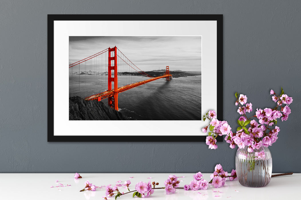 Golden Gate Bridge bei Sonnenuntergang B&W Detail Passepartout Detail Rechteckig