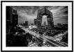 Straßenlichter bei Nacht in Peking, Monochrome Passepartout Rechteckig 100