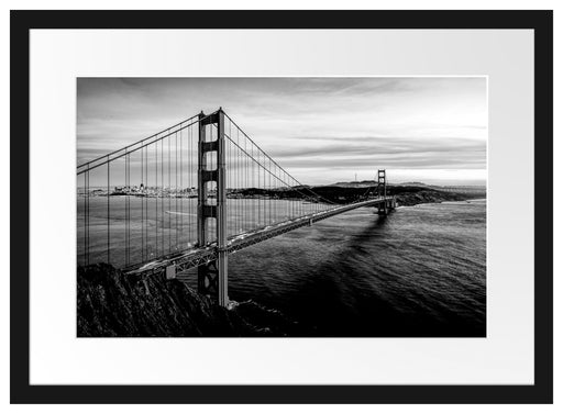 Golden Gate Bridge bei Sonnenuntergang, Monochrome Passepartout Rechteckig 40