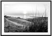 Dünenblick auf Meer bei Sonnenuntergang, Monochrome Passepartout Rechteckig 100