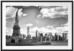 Freiheitsstatue mit New Yorker Skyline, Monochrome Passepartout Rechteckig 100