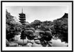 See im Herbst vor japanischem Tempel, Monochrome Passepartout Rechteckig 100