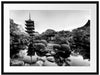 See im Herbst vor japanischem Tempel, Monochrome Passepartout Rechteckig 80