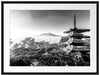 Japanischer Tempel in bunten Baumwipfeln, Monochrome Passepartout Rechteckig 80