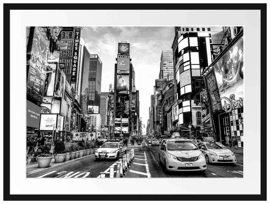 Times Square in new York City, Monochrome Passepartout Rechteckig 80