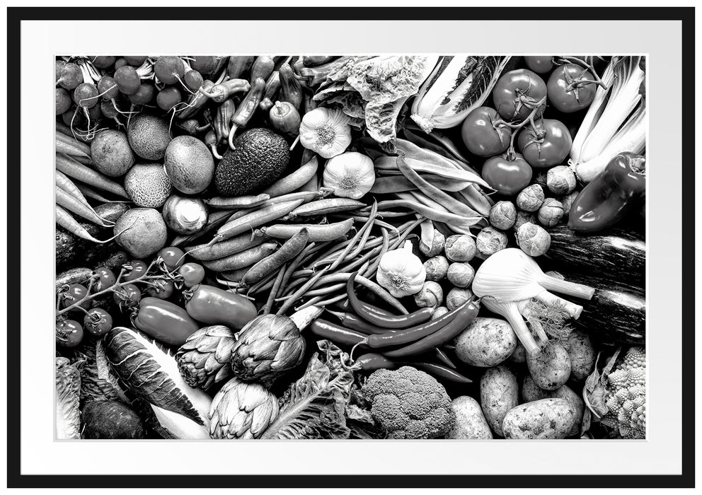 Bunte Gemüsemischung, Monochrome Passepartout Rechteckig 100