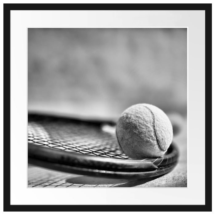 Tennischläger mit Bällen Passepartout Quadratisch 55x55