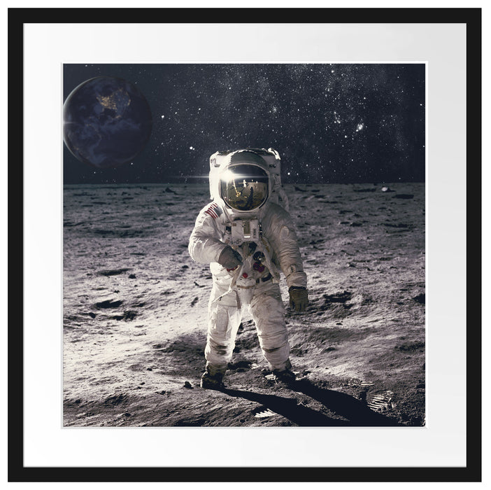 Einsamer Astronaut auf dem Mond Passepartout Quadratisch 55