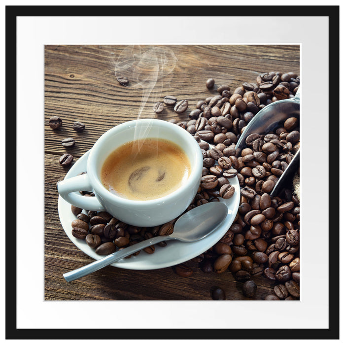 Espressotasse mit Kaffeebohnen Passepartout Quadratisch 55