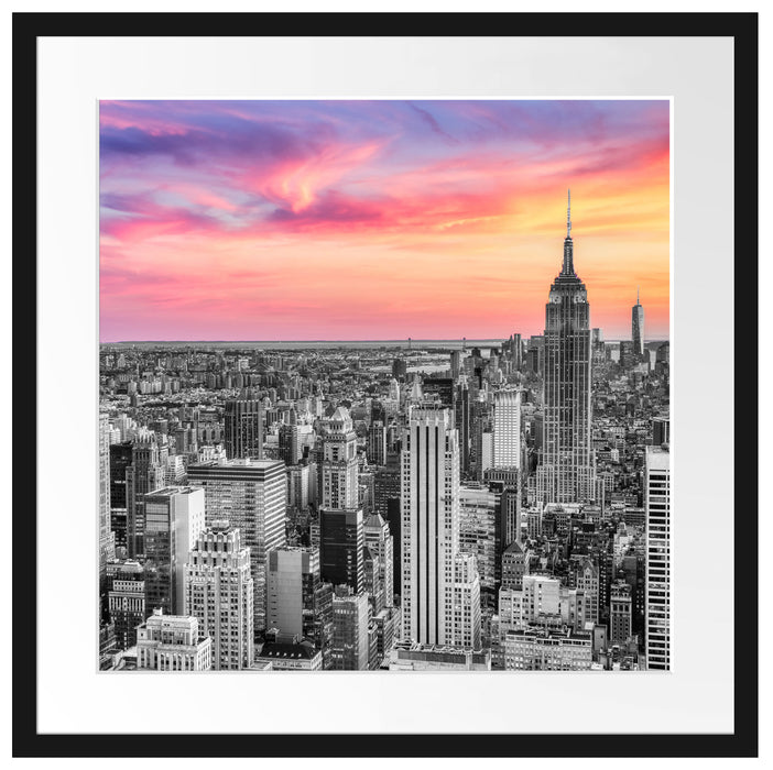 New York City bei Sonnenuntergang B&W Detail Passepartout Quadratisch 55
