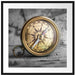 Alter Kompass auf Weltkarte B&W Detail Passepartout Quadratisch 70