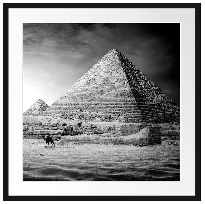 Pyramiden in Ägypten bei Sonnenuntergang, Monochrome Passepartout Quadratisch 70