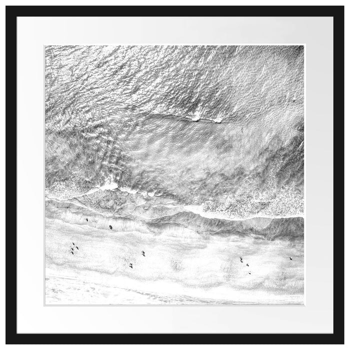 Luftaufnahme von türkisem Meer am Strand, Monochrome Passepartout Quadratisch 55