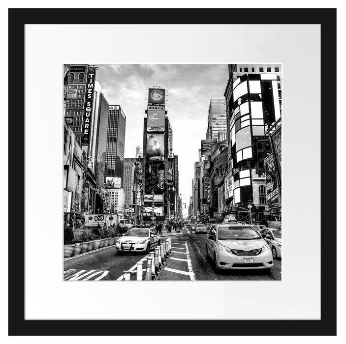 Times Square in new York City, Monochrome Passepartout Quadratisch 40