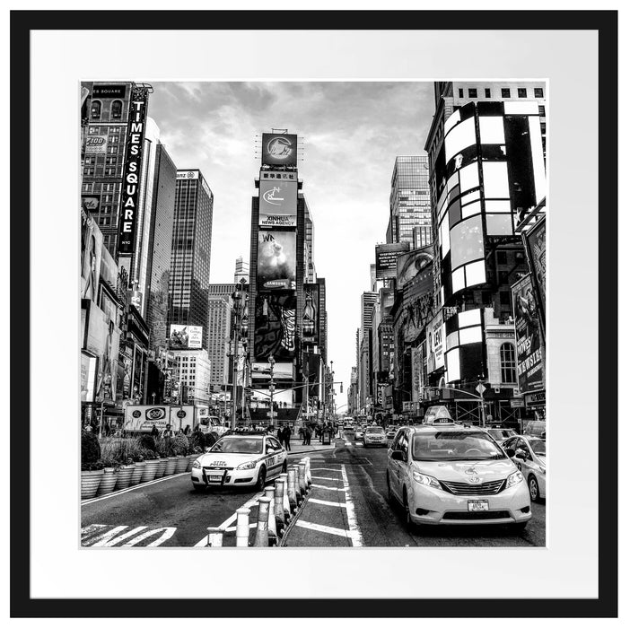 Times Square in new York City, Monochrome Passepartout Quadratisch 55
