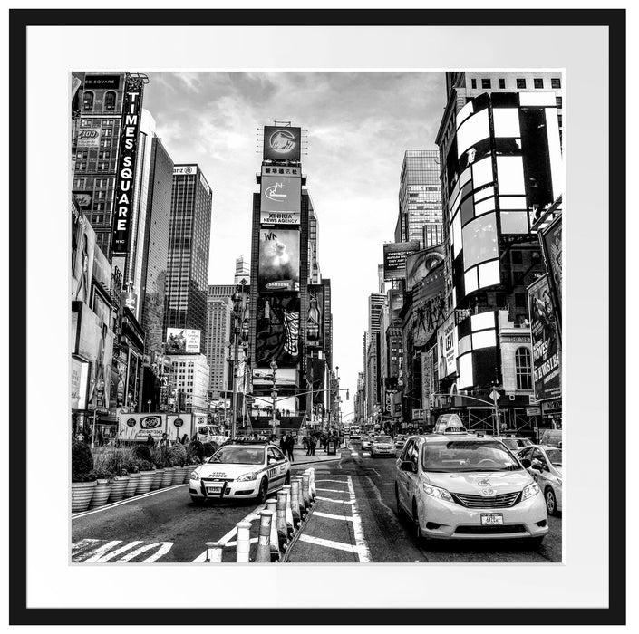 Times Square in new York City, Monochrome Passepartout Quadratisch 70