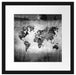 Weltkarte auf altem Holz, Monochrome Passepartout Quadratisch 40