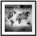 Weltkarte auf altem Holz, Monochrome Passepartout Quadratisch 55